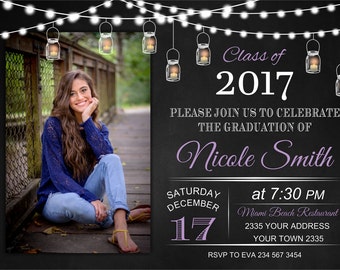 graduation invitation high school graduation college graduation invite mason jar ball jar backyard party any color of the text