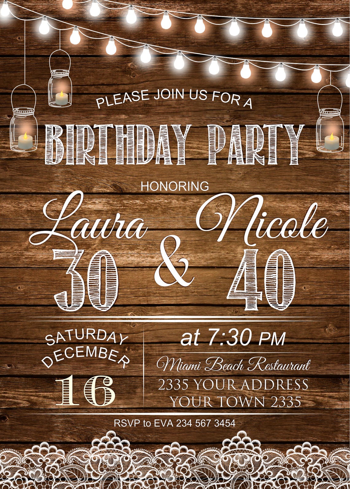 Adult Joint Birthday Invitation. Joint Birthday Party Etsy