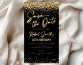 Glitter Gold Birthday Save the Date Evite (Digital)