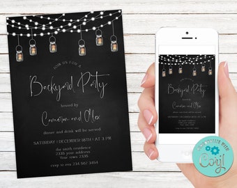 Editable Backyard Party Invitation, BBQ, Housewarming (Digital Item)