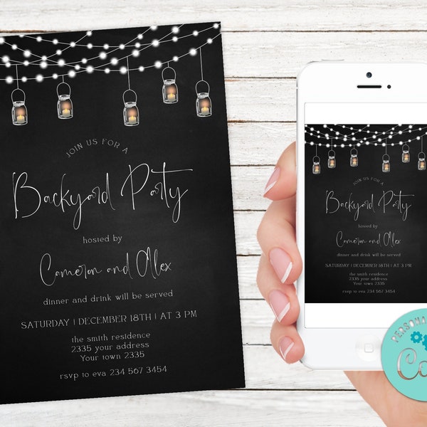 Editable Backyard Party Invitation. Housewarming Party. Backyard BBQ Invitation. Patio Party Invitation. Baby Shower. Birthday Party Invite.