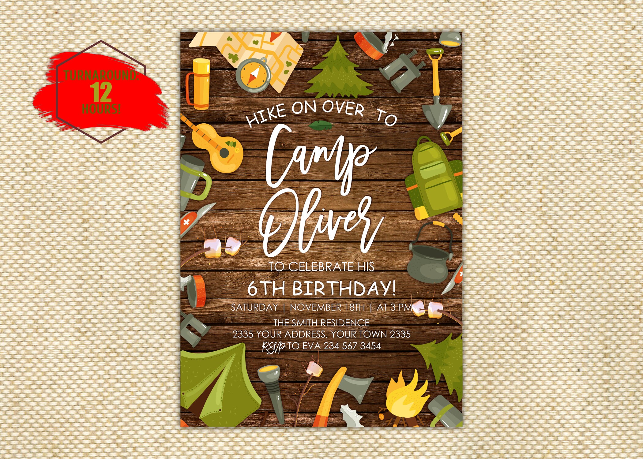Camping Birthday Invitation. Campfire Invitation. Summer | Etsy