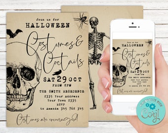 Editable Costumes & Cocktails Halloween Invitation (Digital)