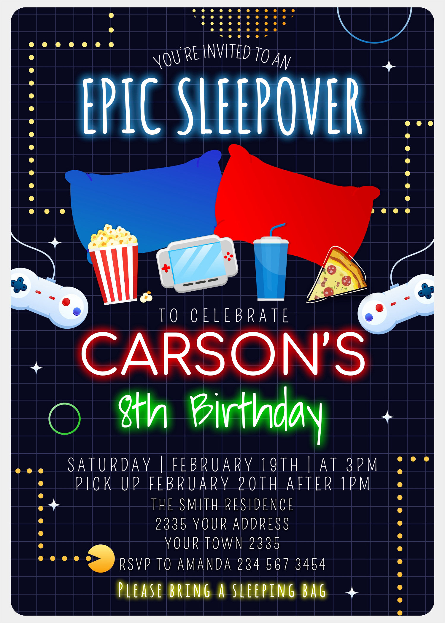 Editable Sleepover Boy Birthday Party Invitation. Boy | Etsy