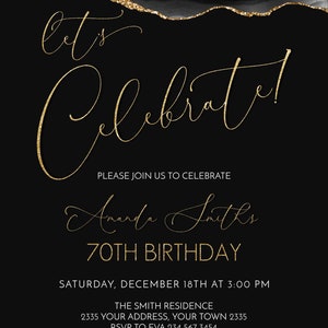 Editable 70th Birthday Invitation. Surprise Birthday Party. Adult Mens ...