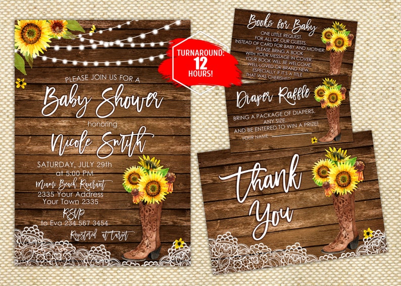 Rustic Baby Shower Invitation Printable Cowboy Boots Baby Etsy Rustic Baby Shower Invitation Printable Cowboy Boots Baby Etsy