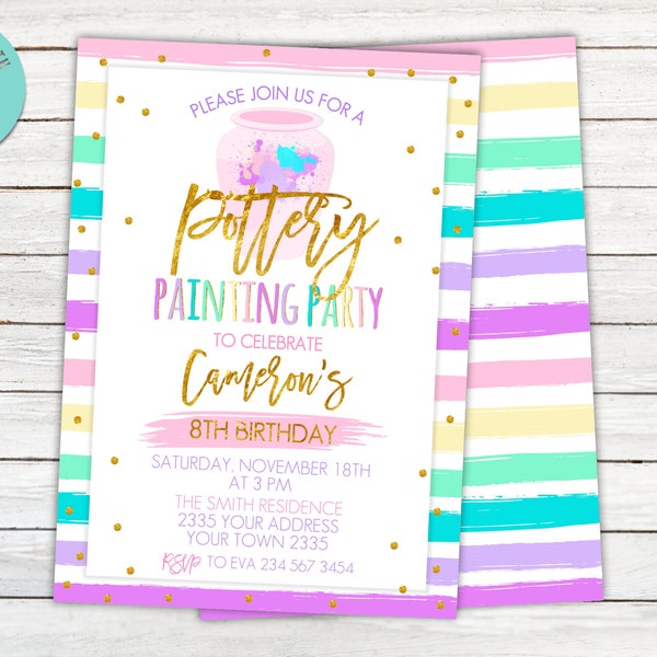 Editable Pottery Party Invitation. Pottery Painting Party Birthday Invite. Pottery Birthday Invite. Art Party Birthday. Teen. Any age.