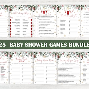 Editable Santa Baby Shower Games Bundle. Santa Baby Clothes Game Pack. Laundry Holiday Christmas Winter Baby Shower Activity Games.