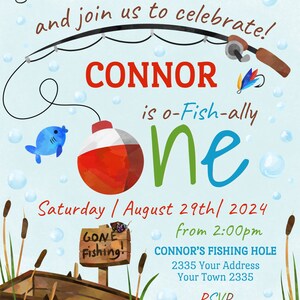 Editable Fishing First Birthday Invitation. Fishing Invitation. Fishing ...