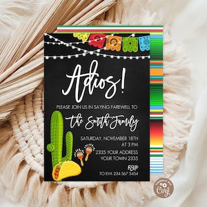 Editable Adios Farewell Party Invitation, Mexican Fiesta Going Away Template (Digital Item)