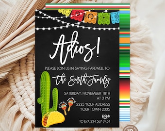 Editable Adios Farewell Party Invitation, Mexican Fiesta Going Away Template (Digital Item)