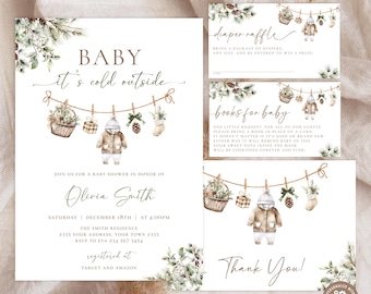Editable Baby it’s Cold Outside Baby Shower Invitation. Snow Winter Baby Shower Invite. Spruces Baby Shower. Gender Neutral. Baby Clothes.