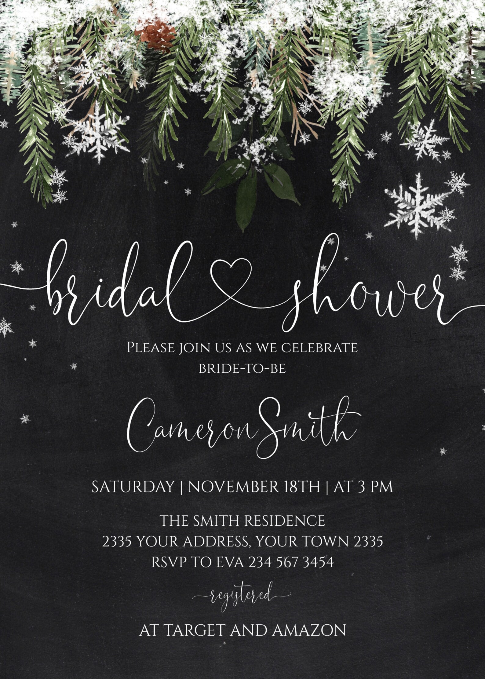 Editable Winter Bridal Shower Invitation. Snow in Love Bridal | Etsy