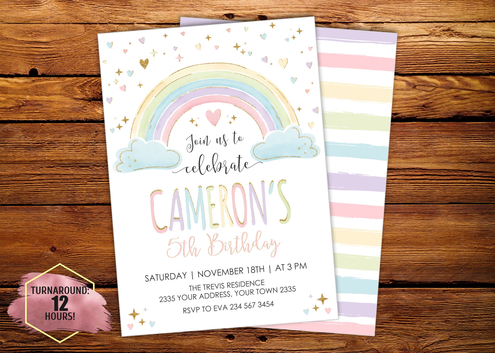 Rainbow Birthday Invitation. Rainbow Invite. Colorful Rainbow Etsy