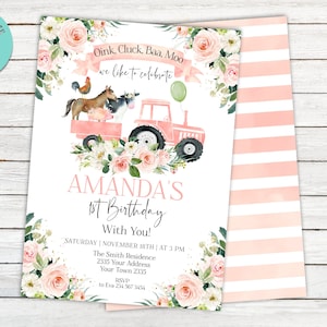 Bearbeitbare Bauernhof Geburtstagseinladung. Mädchen Barnyard Geburtstag. Party Animal Geburtstagseinladung. Bauernhof Tiere. Mädchen Bauernhof Party. Digitale Datei.