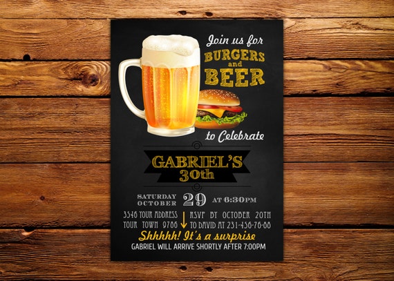 Burgers Et Biere Anniversaire Invitation Invitation De Fete Etsy