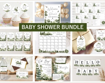 Editable Forest Baby Shower Bundle, Adventure Theme (Digital)