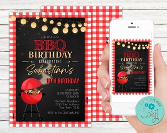 Editable BBQ Birthday invitation. BBQ Invitation. Backyard BBQ Invitation. Printable Bbq Invitation. Bbq Invite. Backyard Party. Any age.