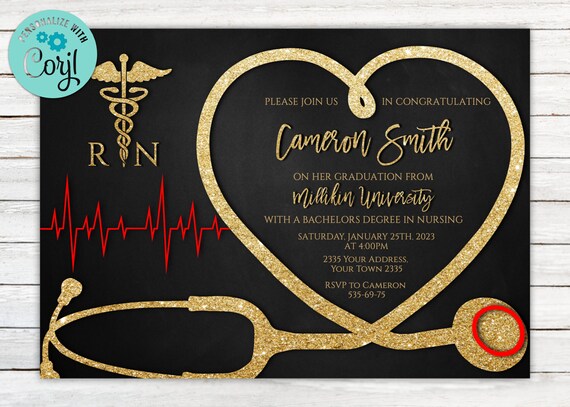 Editable Nursing Graduation Invitation. Registered Nurse - Etsy