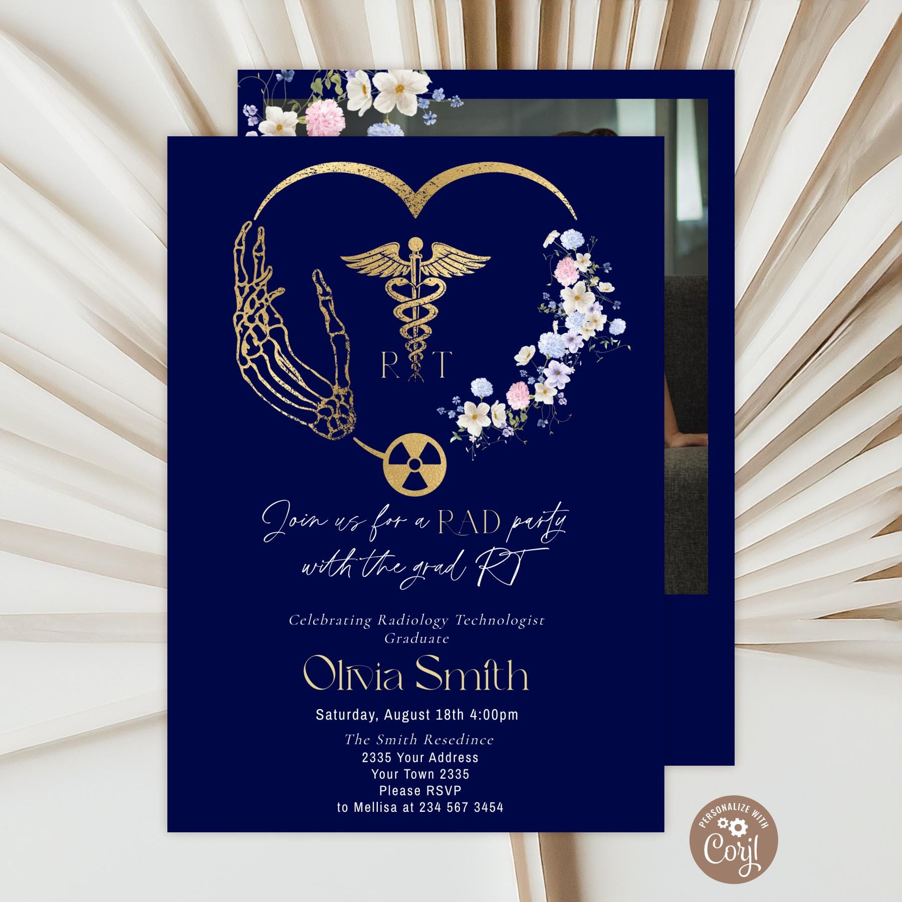 Editable Radiologic Technologist Graduation Invitation. X-ray CT 