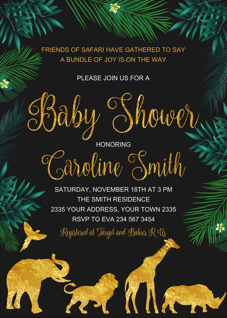 Safari Baby Shower Invitation. Jungle Baby Shower Invitation. Etsy