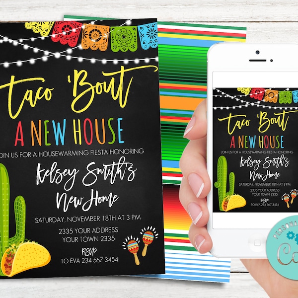 Editable Taco 'Bout Housewarming Party Invitation. House Warming Party Invitation. Taco 'Bout a New House Invite. House Warming. Digital.