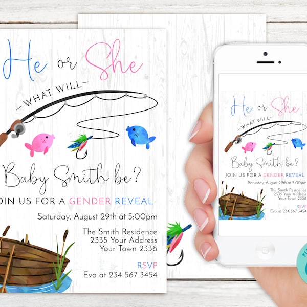Baby Reveal Fish Invitations - Etsy