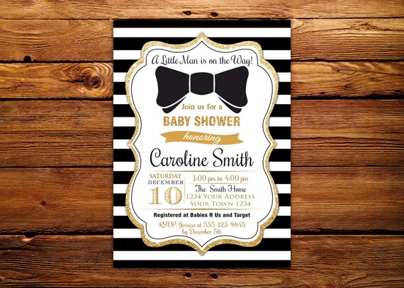 bow tie baby shower invitations printable black gold baby etsy bow tie baby shower invite