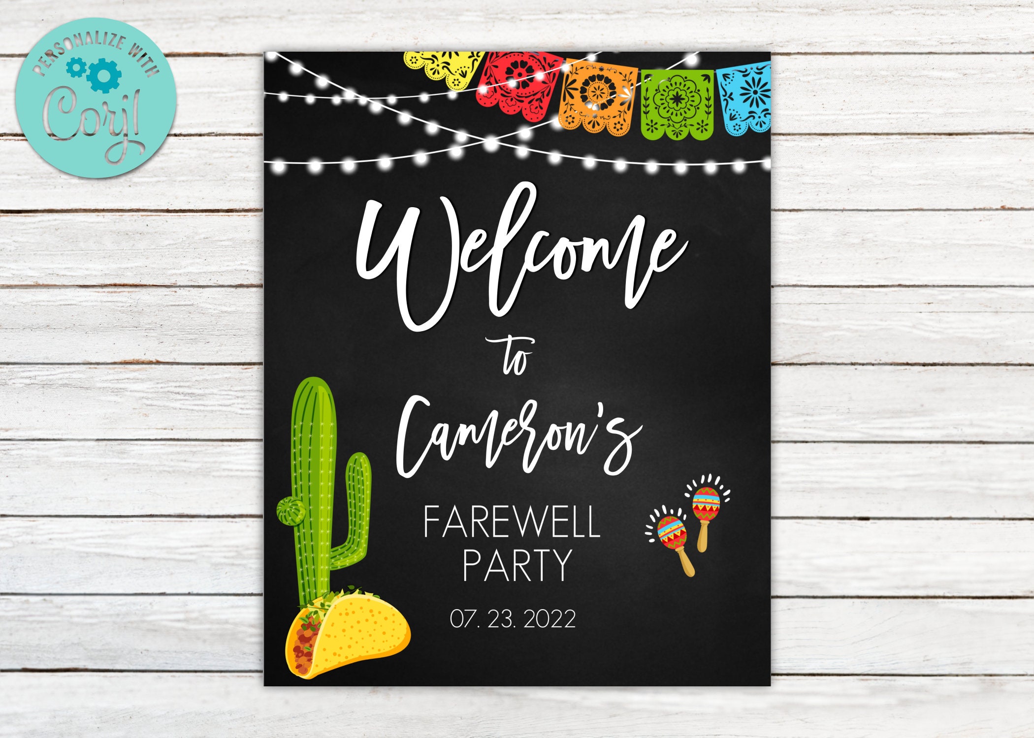 Editable Welcome Sign. Adios Farewell Party Welcome Sign