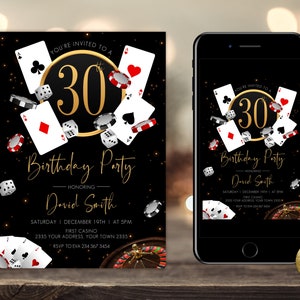 Editable Casino Birthday Invitation. Poker Birthday invitation.  Casino Night Invite. Casino Retirement Party. Ace Plying Cards. Poker Party