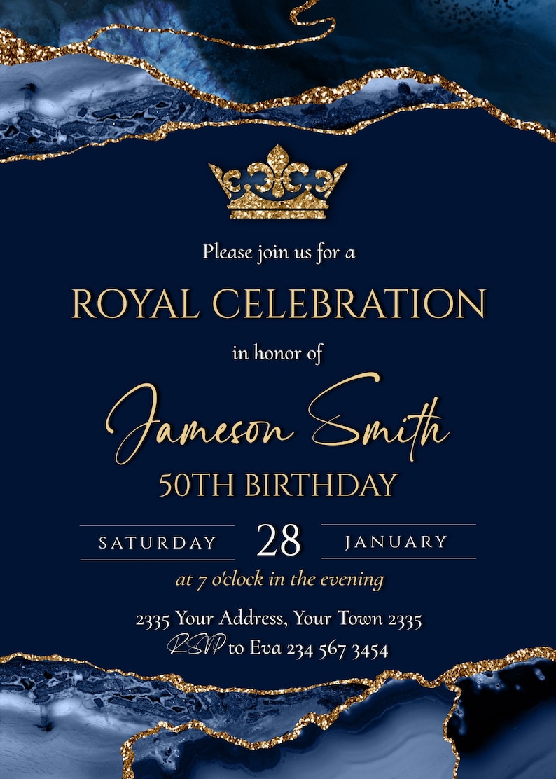 Editable Royal Birthday Party Invitation. Royal Celebration Etsy