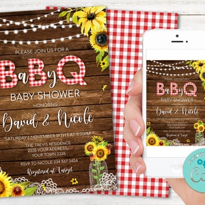 Editable BBQ Baby Shower Invitation. BabyQ Baby Shower Invitation. Sunflower Baby Shower. Co-ed Baby Shower. Cender Baby Shower. Digital.