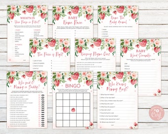 Strawberry Baby Shower Game Package. 9 Printable Berry Sweet Baby Shower Games Pack. Strawberry Games. Summer Shower. Our Little Berry Sweet