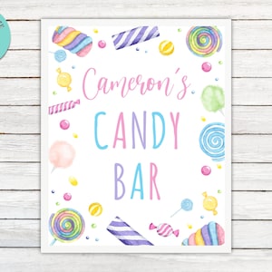 Bearbeitbares Candy Bar Zeichen. Candy Shoppe Schild. Candy Geburtstagsparty. Süßwarenladen. Candy Buffet Schild. Candy Table Schild. Süßigkeiten Themen Karte.