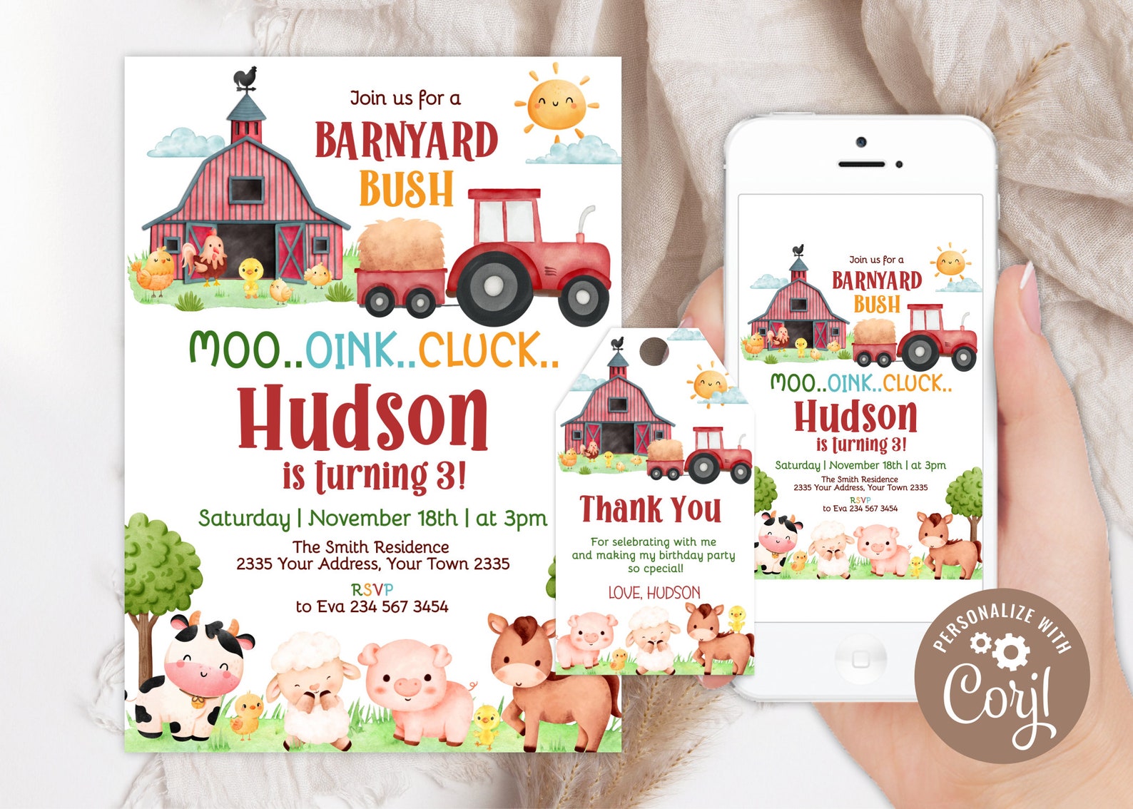 Editable Farm Animals Birthday Invitation, Barnyard Party (digital) - Etsy