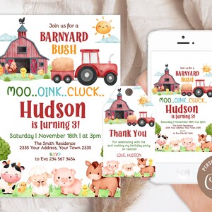 Editable Farm Birthday Invitation. Boy Barnyard Birthday. Party Animal Birthday Invitation. Red Farm. Farm Animals. Boy Farm Party. Digital.