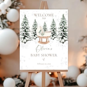 Editable Winter Cradle Baby Shower Welcome Sign. Baby It's Cold Outside. Spruces Baby Shower Welcome Sign. Shower Sign. Gender Neutral Sign.