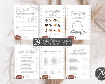 Editable Football Baby Shower Games Bundle. Sports Baby Shower Party Game Pack. Oh Boy Baby Shower. Football Field Game On All Star.