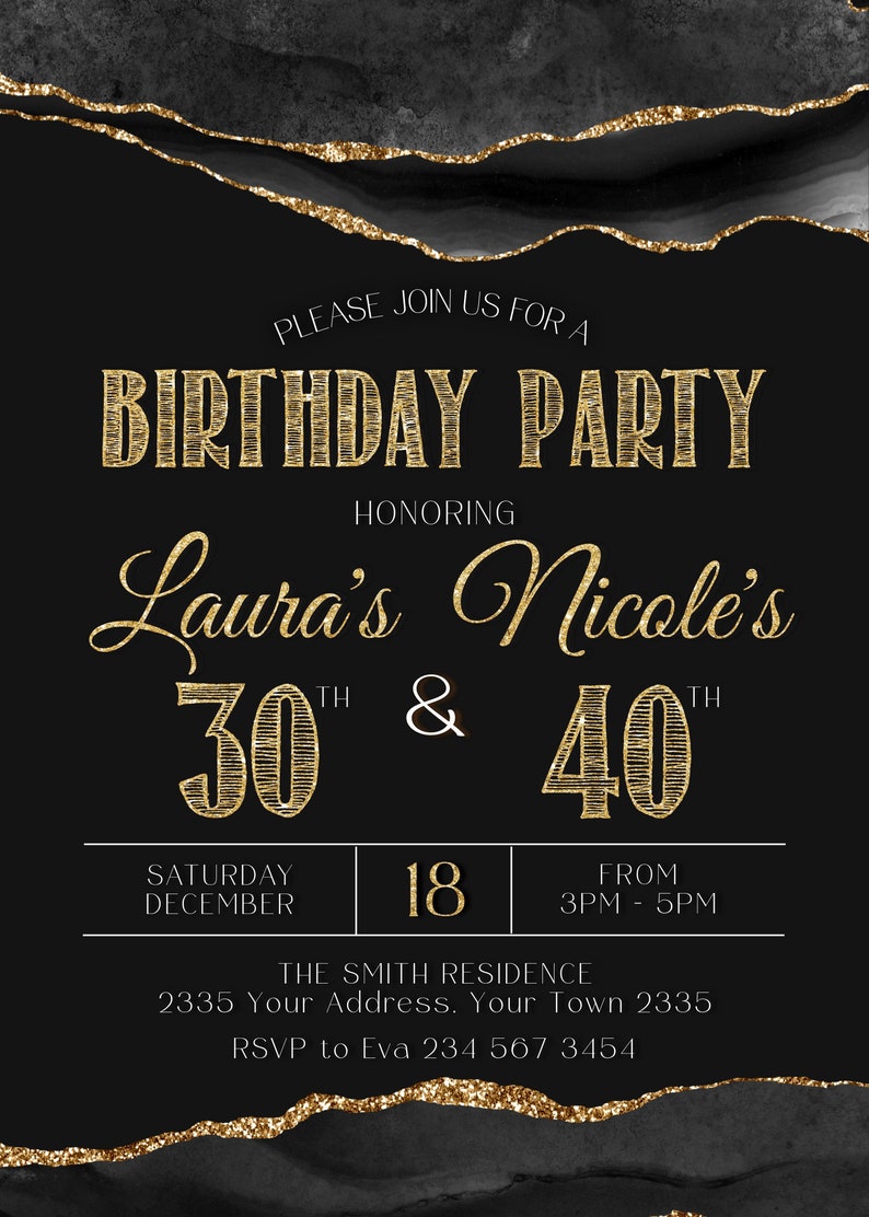 Editable Adult Joint Birthday Invitation. Joint Birthday Party Etsy