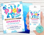 Softball Pool Party Invitation, Girl Summer Birthday (Editable Digital Item)