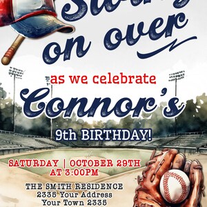 Editable Baseball Birthday Invitation. Baseball Theme Party Invite. Boy ...