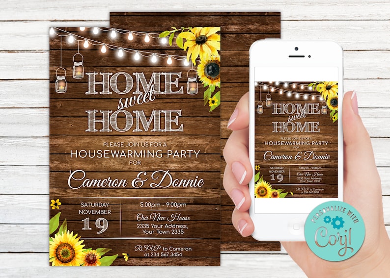 Editable Housewarming Party Invitation. Rustic Housewarming Etsy