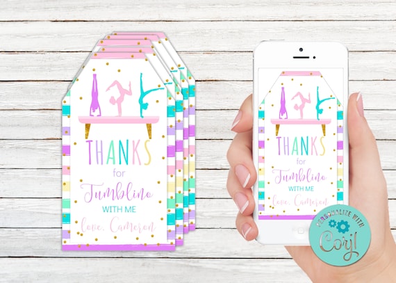 Editable Gymnastics Birthday Favor Tag. Gymnastics Party Favor Tags. Birthday Favor Tags. Thank You Tags. Birthday Party Favors. Favor Tags.