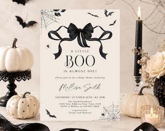 Editable Halloween Baby Shower Invitation, A Little Boo is Almost Due, Spooky Theme (Digital)
