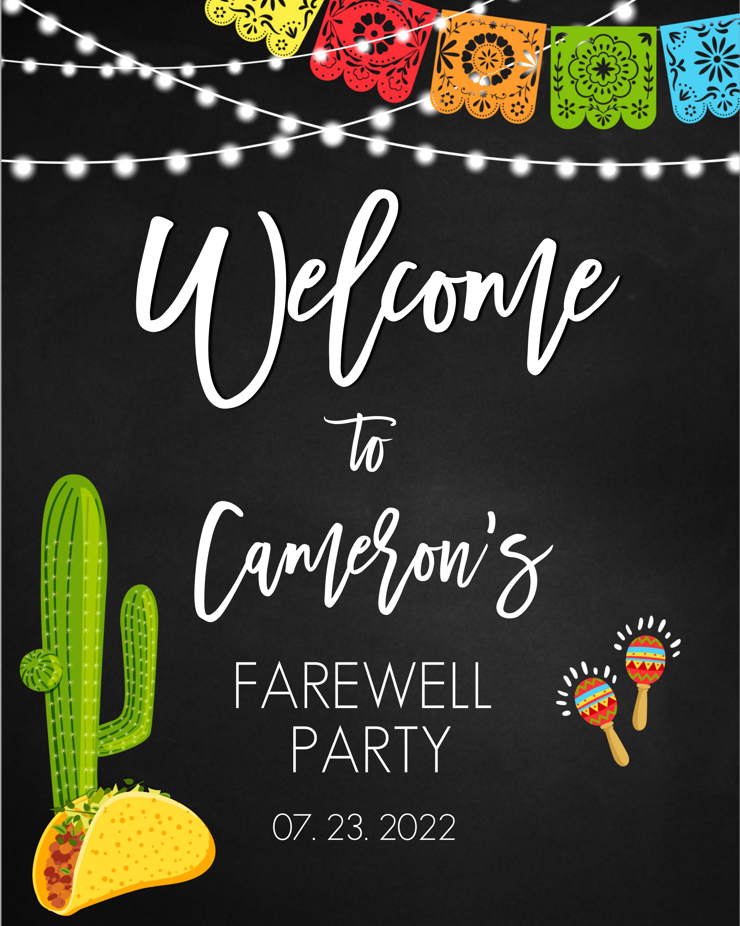 洋楽 Welcome To The Party / Feed The Good Editable Welcome Sign. Adios Farewell Party Welcome Sign