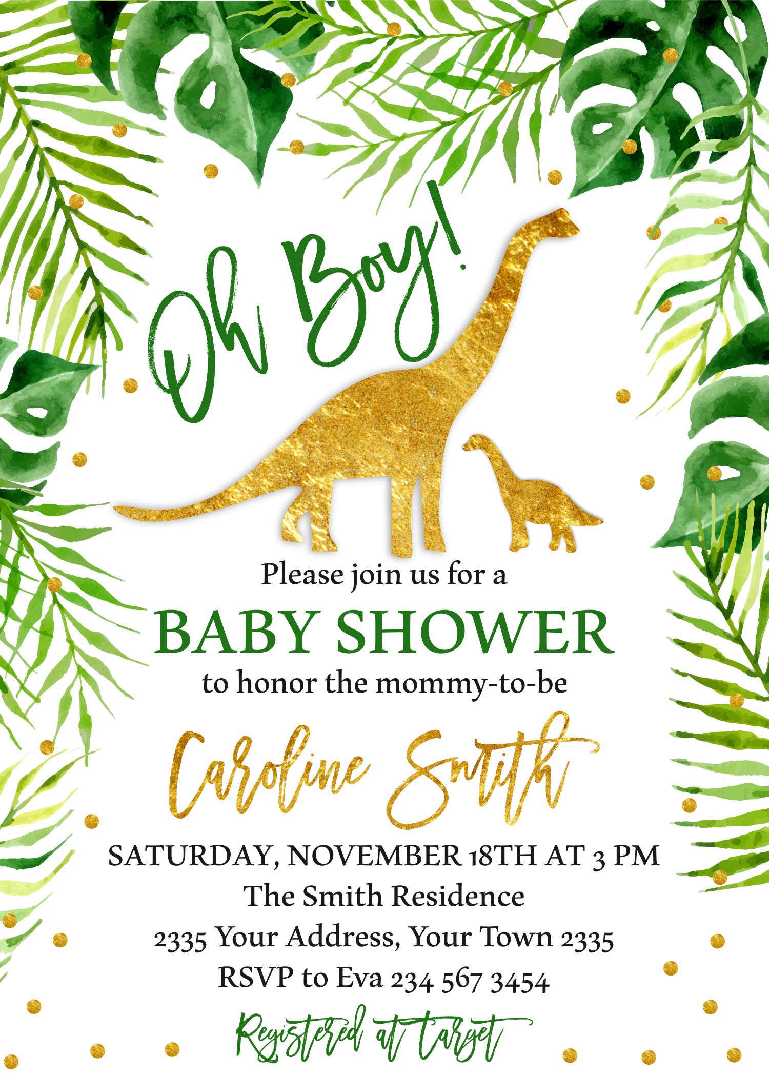 Dinosaur Baby Shower Invitation. Dinosaur Baby Shower Invite. Etsy