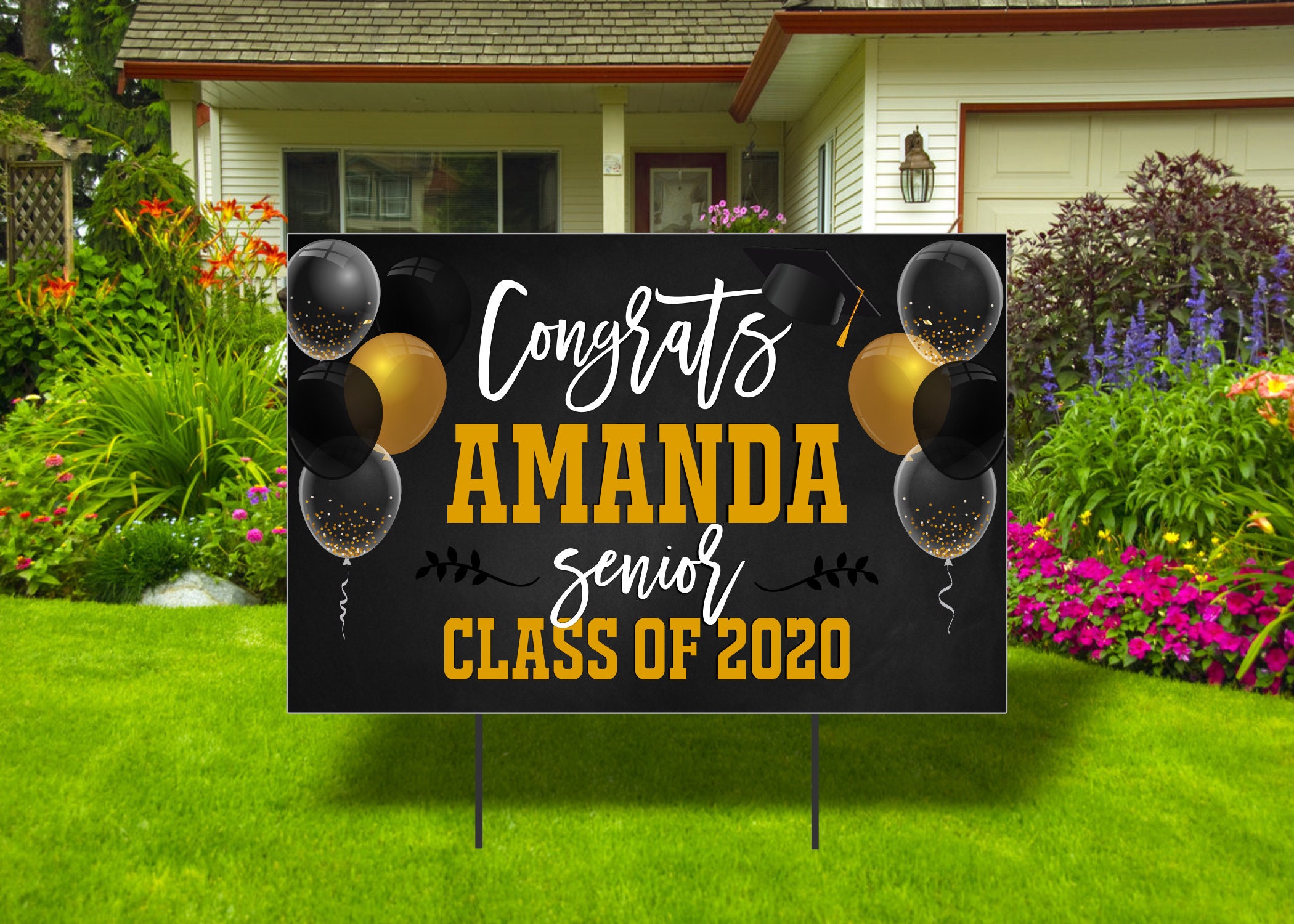 Senior Graduation Class Of 2020 Yard Sign Gold Yard Sign Etsy