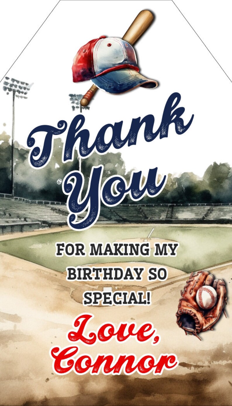 Baseball Birthday Thank You Tags, Rookie of the Year (digital) - Etsy