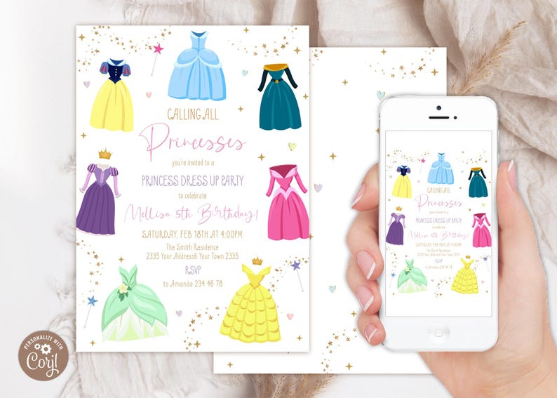 Editable Princess Birthday Invitation. Calling All Princesses Party ...