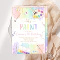 Editable Let\u2019s Paint and Celebrate Invitation. Painting Party Birthday Invite. Pastel Rainbow Watercolor. Art Party Birthday. Teen. Any age. product logo